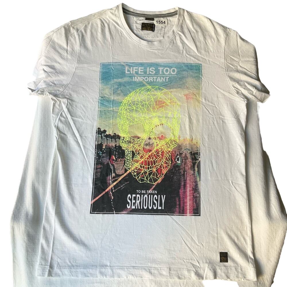 S.Oliver Women’s Short Sleeve T-shirt size XL, White, Life Is Too Important